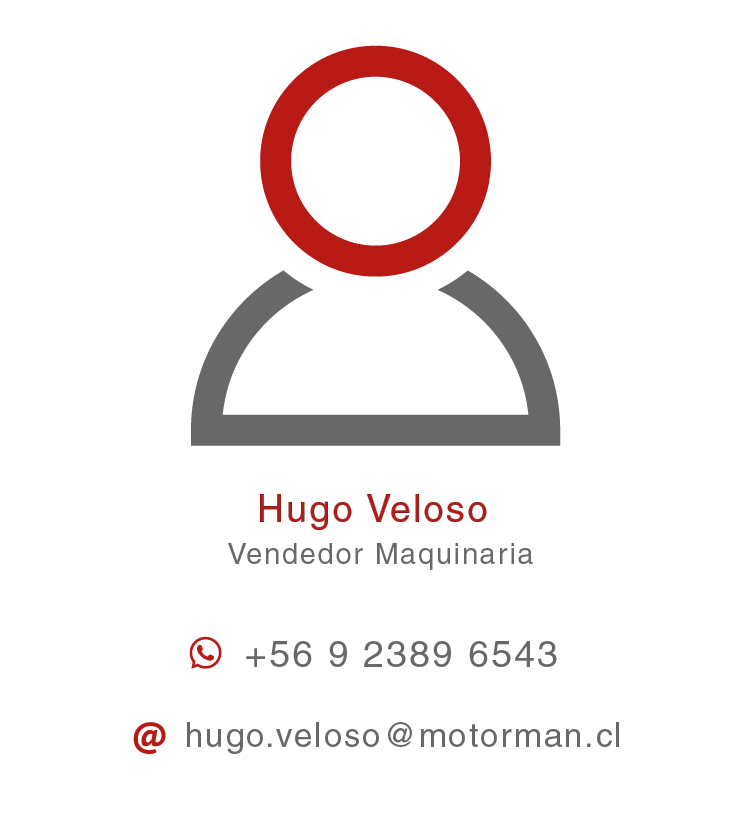 Hugo Veloso - Venta de Maquinarias - Fijo +56 2 2435 6666 - Móvil +56 9 7122 4125